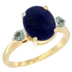 2.74 CTW Lapis Lazuli & Green Sapphire Ring 10K Yellow Gold