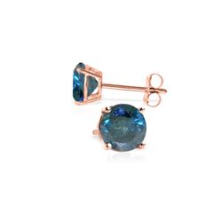 Genuine 1.0 ctw Blue Diamond Earrings 14KT Rose Gold