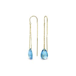 Genuine 6 ctw Blue Topaz Earrings 14KT Yellow Gold
