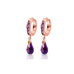 Genuine 3.3 ctw Amethyst Earrings 14KT Rose Gold