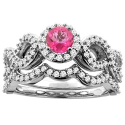 1.06 CTW Pink Topaz & Diamond Ring 10K White Gold