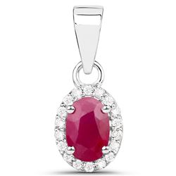 0.65 ctw Ruby & White Diamond Pendant 14K White Gold