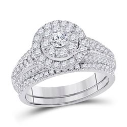 0.99 CTW Diamond Bridal Wedding Engagement Ring 14kt White Gold