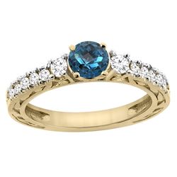 1.35 CTW London Blue Topaz & Diamond Ring 14K Yellow Gold