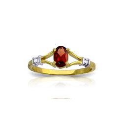 Genuine 0.46 ctw Garnet & Diamond Ring 14KT Yellow Gold