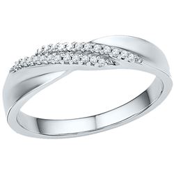 0.10 CTW Diamond Double Row Crossover Ring 10kt White Gold