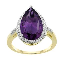 5.55 CTW Amethyst & Diamond Ring 10K Yellow Gold