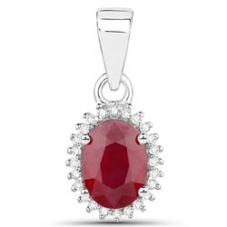 1.06 ctw Ruby & White Diamond Pendant 14K White Gold