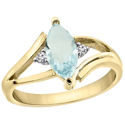 0.94 CTW Aquamarine & Diamond Ring 14K Yellow Gold