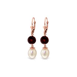 Genuine 11.10 ctw Pearl & Garnet Earrings 14KT Rose Gold