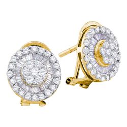 1.10 CTW Diamond Cluster French-clip Earrings 14kt Yellow Gold