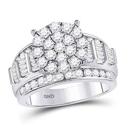 2 CTW Diamond Cluster Bridal Wedding Engagement Ring 10kt White Gold