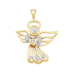 0.10 CTW Diamond Guardian Angel Pendant 10kt Yellow Gold
