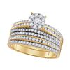 Image 3 : 1.23 CTW Diamond Solitaire Matching Bridal Wedding Ring 14kt Yellow Gold