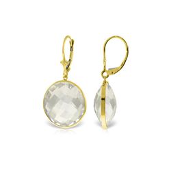 Genuine 36 ctw White Topaz Earrings 14KT Yellow Gold