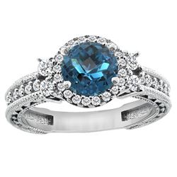 1.46 CTW London Blue Topaz & Diamond Ring 14K White Gold