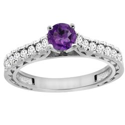 0.72 CTW Amethyst & Diamond Ring 14K White Gold