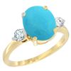 Image 1 : 2.60 CTW Turquoise & Diamond Ring 10K Yellow Gold