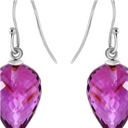 Genuine 19 ctw Amethyst Earrings 14KT White Gold