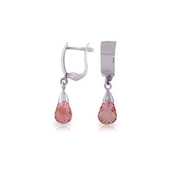 Genuine 2.5 ctw Pink Topaz Earrings 14KT White Gold