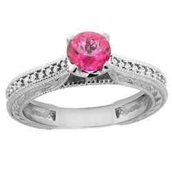 0.71 CTW Pink Topaz & Diamond Ring 14K White Gold