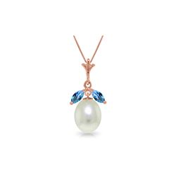 Genuine 4.5 ctw Blue Topaz Necklace 14KT Rose Gold