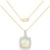 Image 2 : 3.12 ctw Ethiopian Opal & Diamond Pendant 14K Yellow Gold