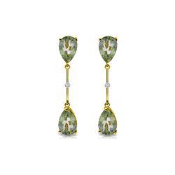 Genuine 6.01 ctw Green Amethyst & Diamond Earrings 14KT Yellow Gold