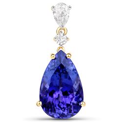 9.84 ctw Tanzanite & Diamond Pendant 18K Yellow Gold