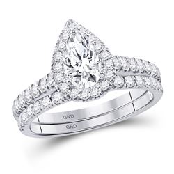 1.55 CTW Pear Diamond Bridal Wedding Engagement Ring 14kt White Gold