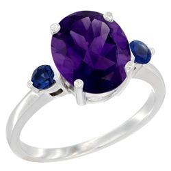 2.64 CTW Amethyst & Blue Sapphire Ring 10K White Gold