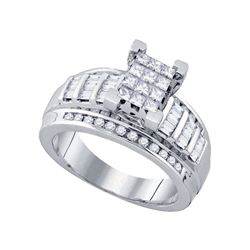 0.85 CTW Diamond Cluster Bridal Wedding Engagement Ring 10kt White Gold