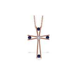 Genuine 0.53 ctw Sapphire & Diamond Necklace 14KT Rose Gold