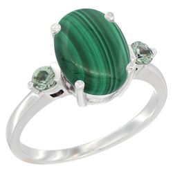 2.99 CTW Malachite & Green Sapphire Ring 10K White Gold