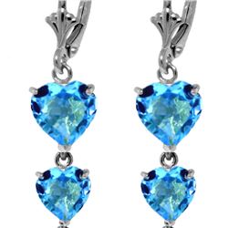 Genuine 6 ctw Blue Topaz Earrings 14KT White Gold