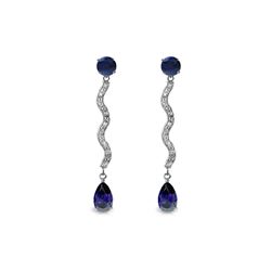 Genuine 4.35 ctw Sapphire & Diamond Earrings 14KT White Gold