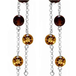 Genuine 8.99 ctw Garnet & Citrine Earrings 14KT White Gold