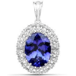 9.81 ctw Tanzanite & Diamond Pendant 18K White Gold