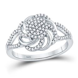 0.25 CTW Diamond Flower Petals Cluster Ring 10kt White Gold