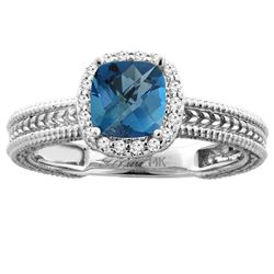 1.60 CTW London Blue Topaz & Diamond Ring 14K White Gold