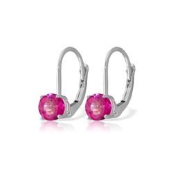 Genuine 1.30 ctw Pink Topaz Earrings 14KT White Gold