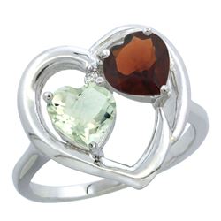 2.61 CTW Diamond, Amethyst & Garnet Ring 14K White Gold