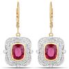 Image 1 : 4.4 ctw Rubellite & Diamond Earrings 14K Yellow Gold