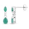 Image 2 : 1.03 ctw Emerald & Diamond Earrings 10K White Gold