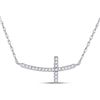 Image 1 : 0.06 CTW Diamond Small Horizontal Cross Pendant 10kt White Gold