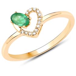 0.23 ctw Zambian Emerald & Diamond Ring 14K Yellow Gold