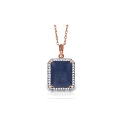 Genuine 6.6 ctw Sapphire & Diamond Necklace 14KT Rose Gold