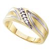 Image 1 : 0.10 CTW Diamond Wedding Diagonal Ring 10kt Yellow Gold