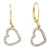 Image 1 : 0.06 CTW Diamond Heart Dangle Earrings 10kt Yellow Gold