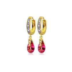 Genuine 2.53 ctw Pink Topaz & Diamond Earrings 14KT Yellow Gold